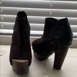 Flogg open toe suede ankle bootie